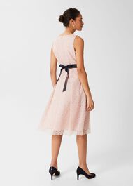 Iris Embroidered Fit And Flare Dress, Blush Pink, hi-res