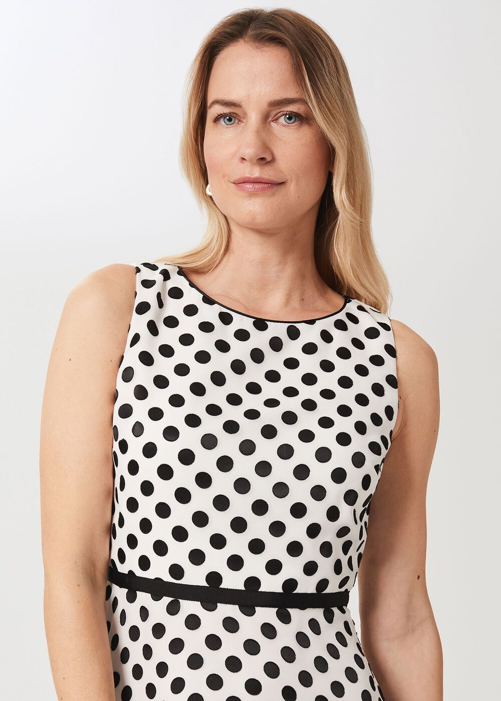 Adeline Jacquard  Spot Dress, Ivory Black, hi-res