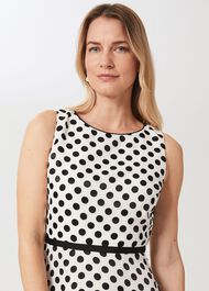 Adeline Jacquard  Spot Dress, Ivory Black, hi-res