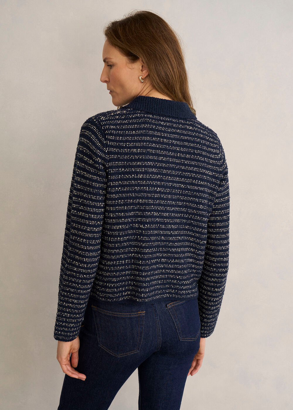 Sasha Knitted Jacket, Navy, hi-res