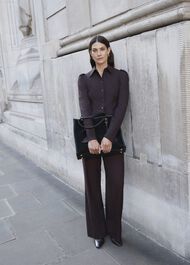 Clement Wide Trousers, Chocolate, hi-res
