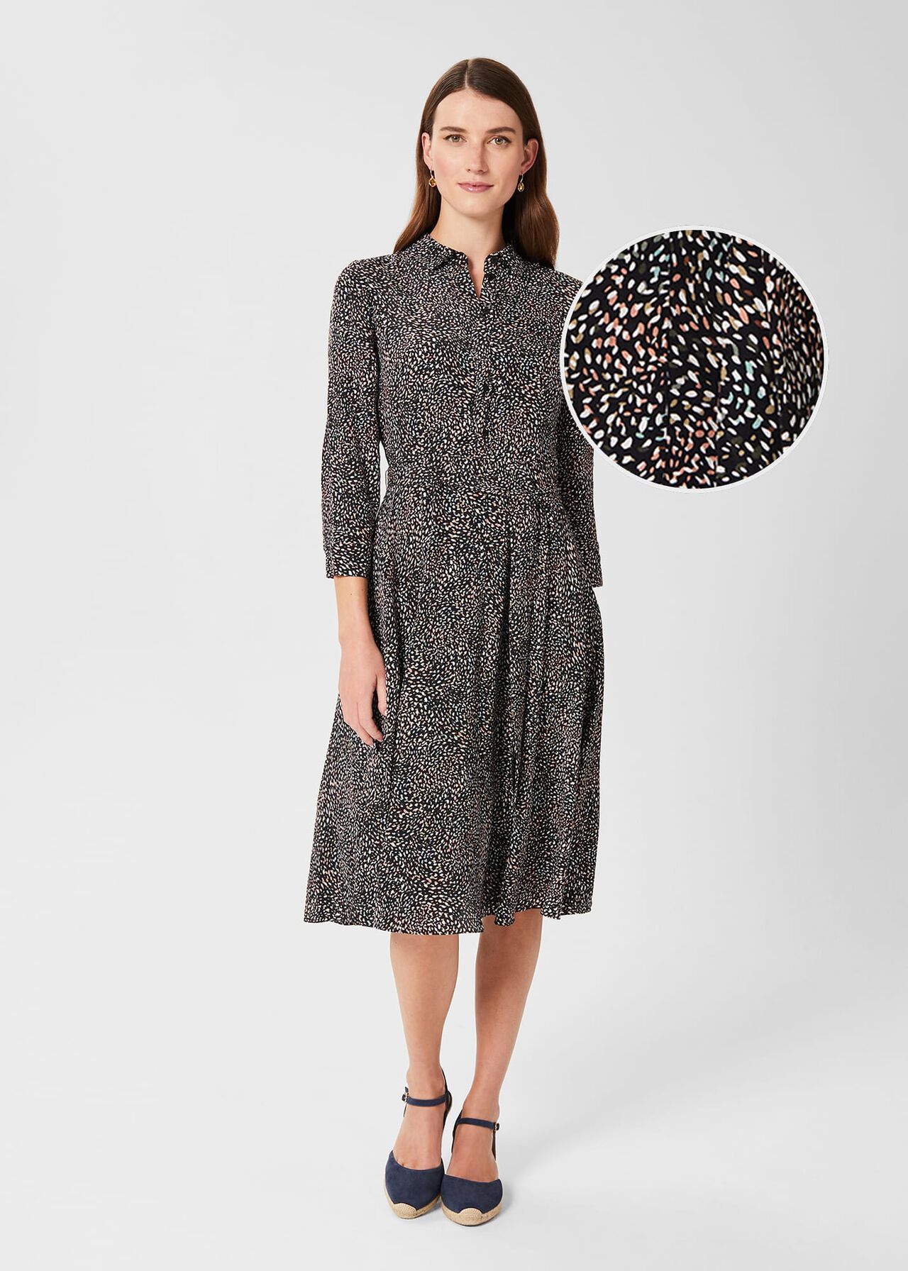 Alex Fit And Flare Dress, Navy Multi, hi-res