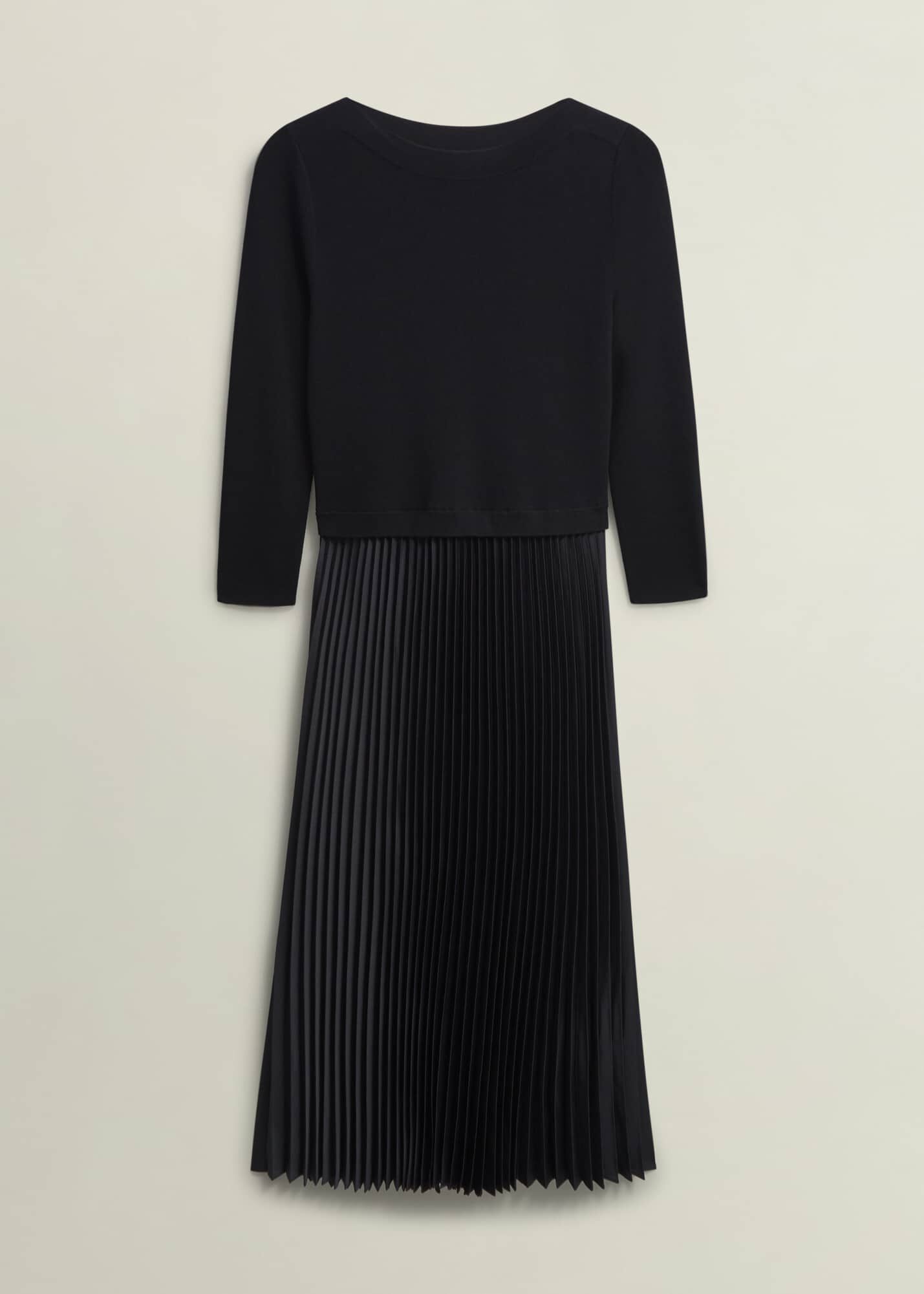 Off shoulder Pleats knit dress – L'AUBE BLANC