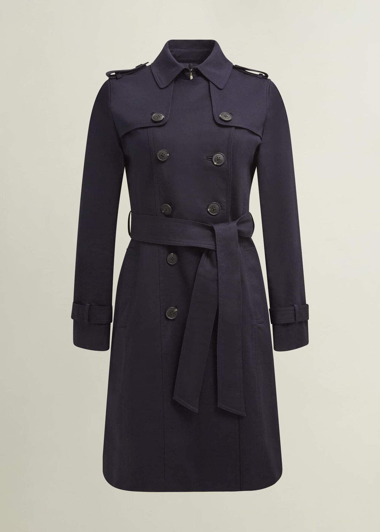 Saskia Shower Resistant Trench Coat, Navy, hi-res