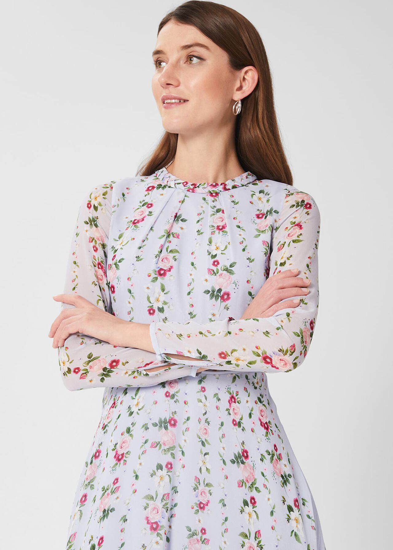 Rosabelle Silk Floral Dress, Blue Multi, hi-res