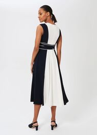 Rae Colourblock Fit And Flare Dress, Navy Ivory, hi-res