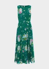 Carly Floral Midi Dress, Green Multi, hi-res