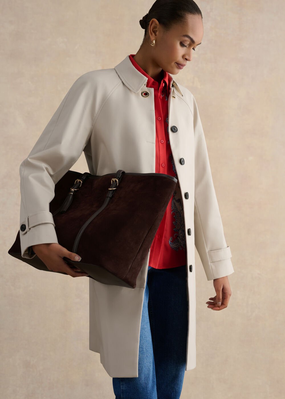 Petite Vivienne Shower Resistant Trench Coat, Buff Grey, hi-res