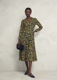 Petite Aurora Dress, Navy Yellow, hi-res