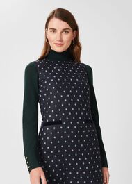 Sarah Wool Dress, Navy Green, hi-res