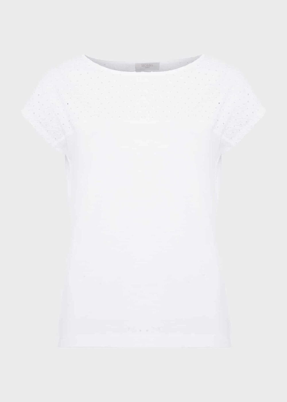 Thea Cotton Broderie Top, White, hi-res