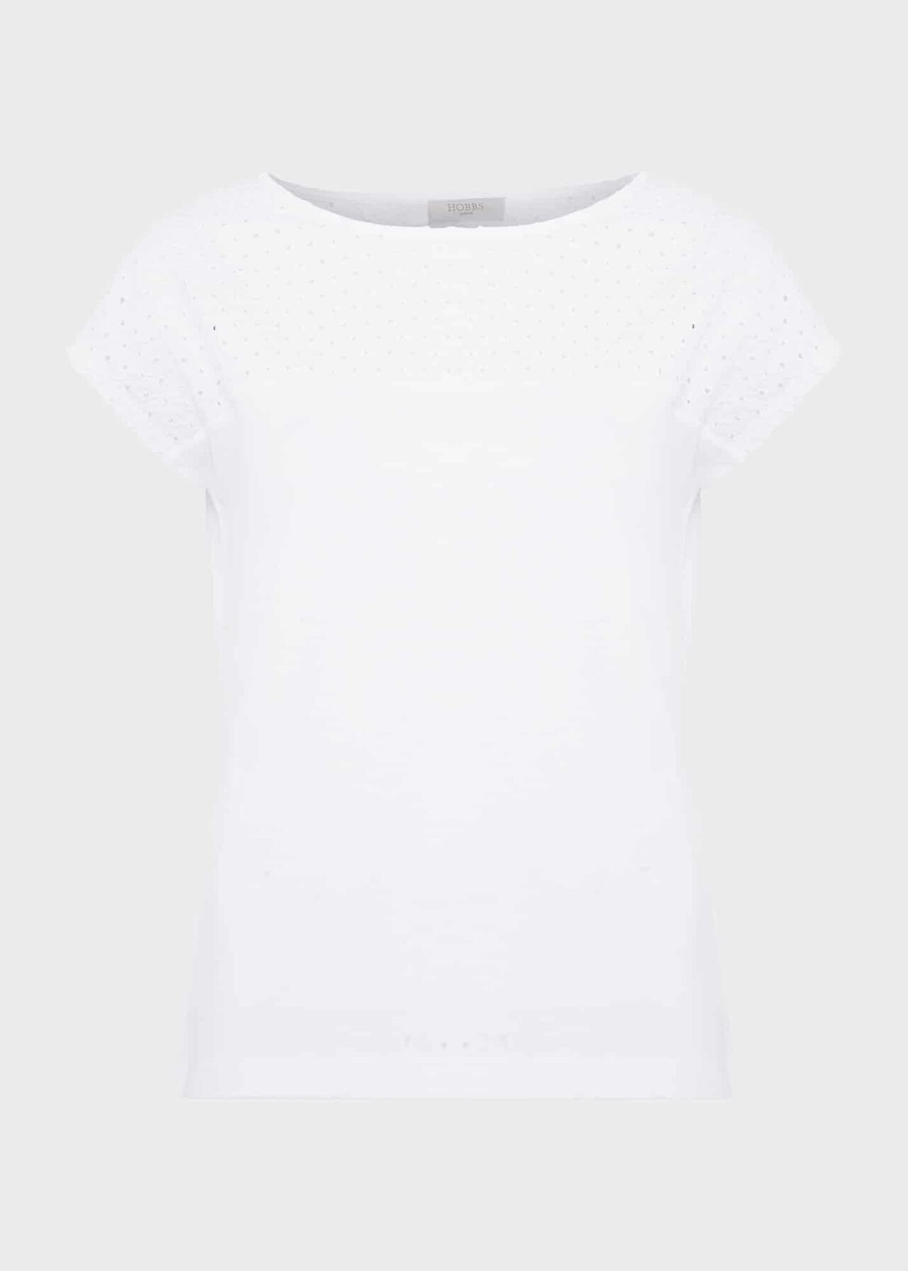 Thea Cotton Broderie Top, White, hi-res