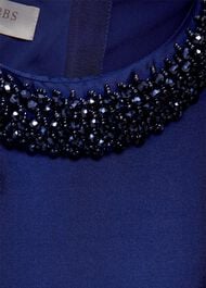 Christie Silk Wool Beaded Dress, Royal Blue, hi-res