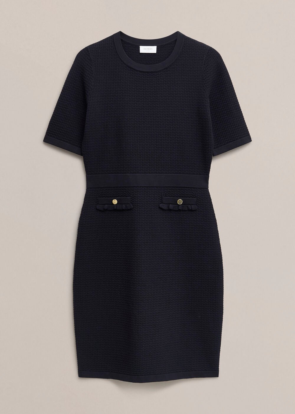 Petite Petra Knitted Dress, Hobbs Navy, hi-res