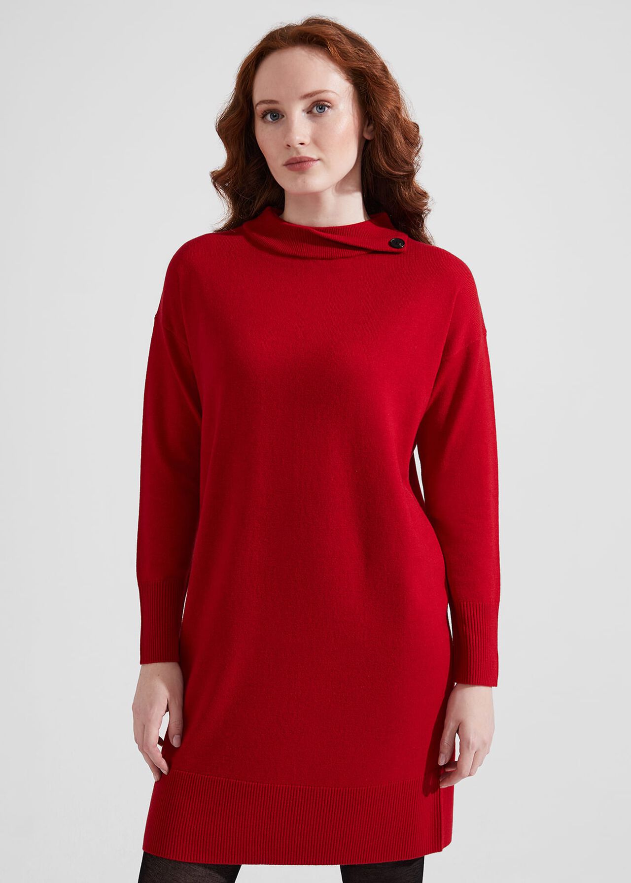 Talia Knitted Dress With Cashmere, True Red, hi-res