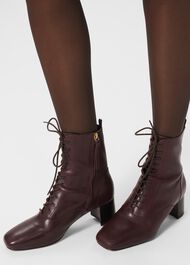 Issy Lace Up Boots, Dark Plum, hi-res