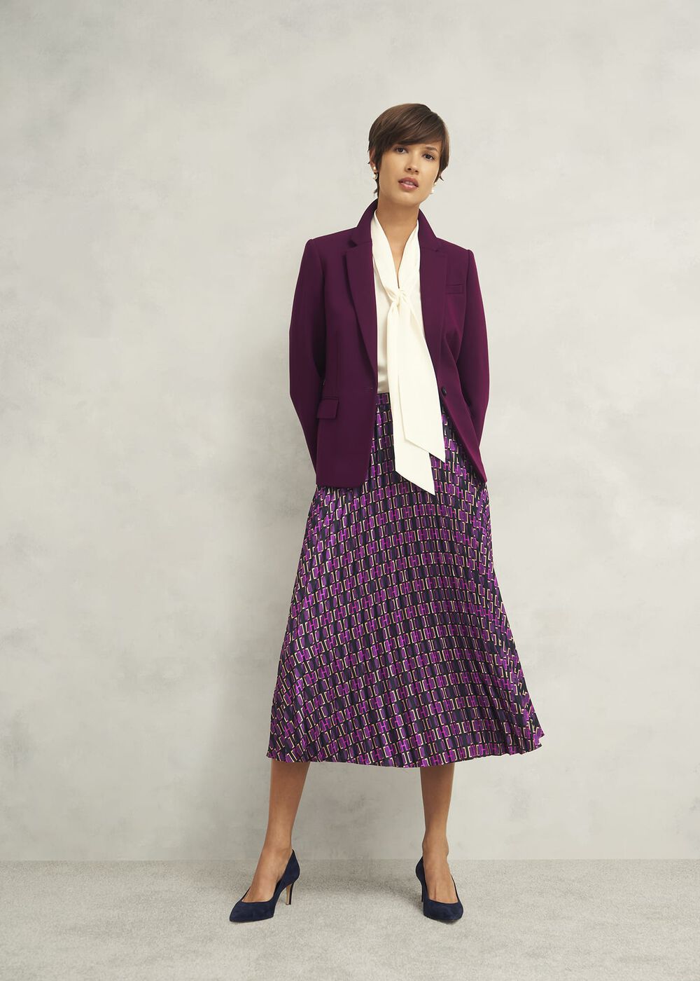Kayla Pleated Skirt, Purple Multi, hi-res