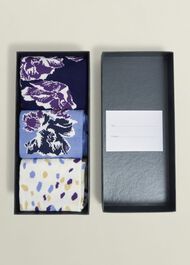 Floral Sock Set, Navy Blue Cream, hi-res