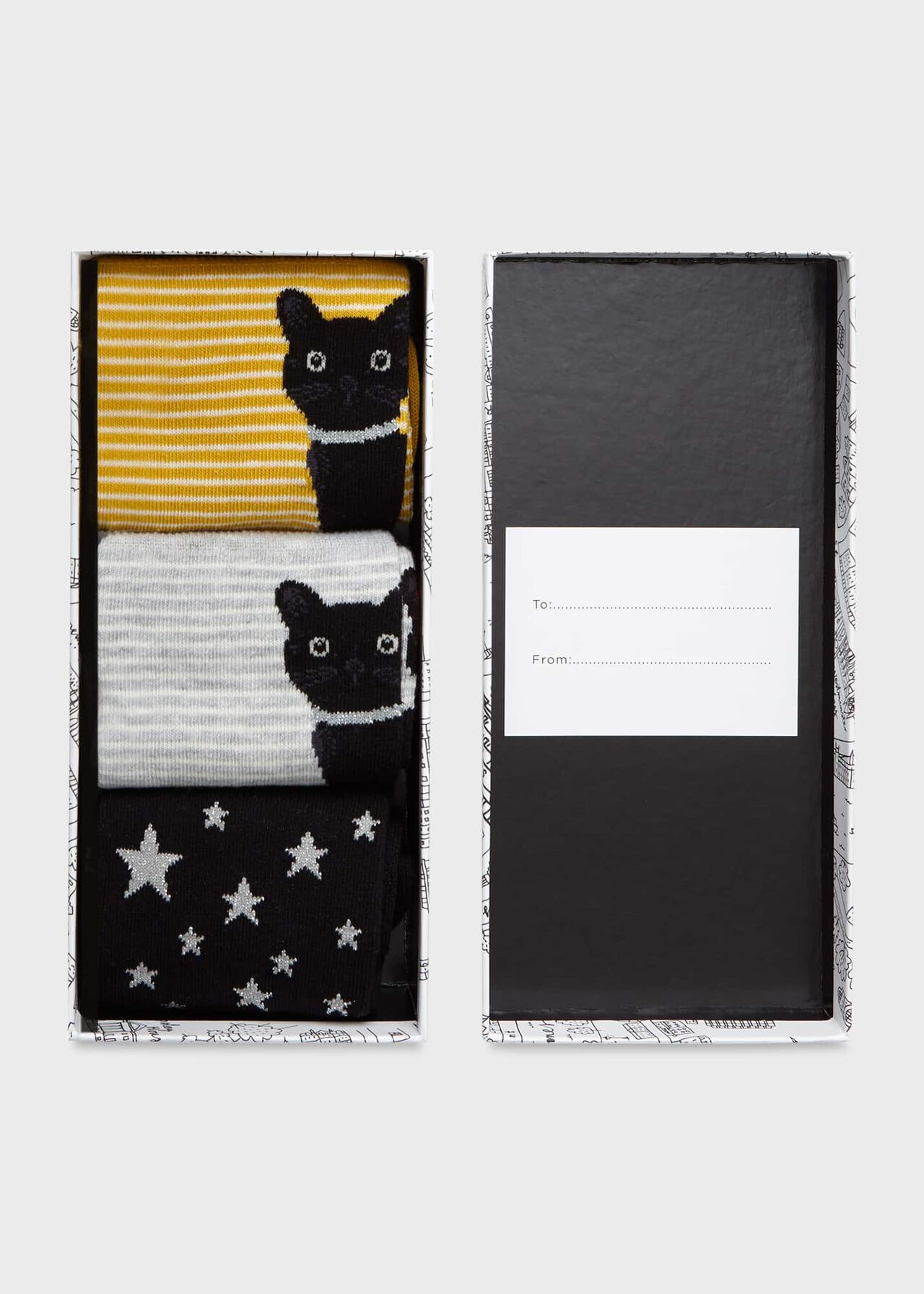 Peeking Cat Set, Grey, hi-res
