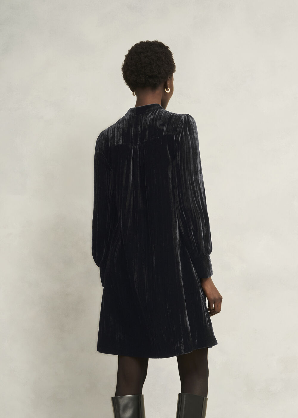 Sienna Velvet Dress, Black, hi-res