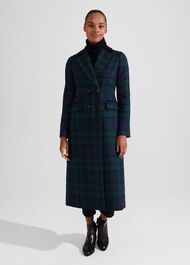 Patricia Wool Blend Coat, Green Black, hi-res