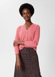 Chloe Ribbed Cardigan, Peony Pink, hi-res