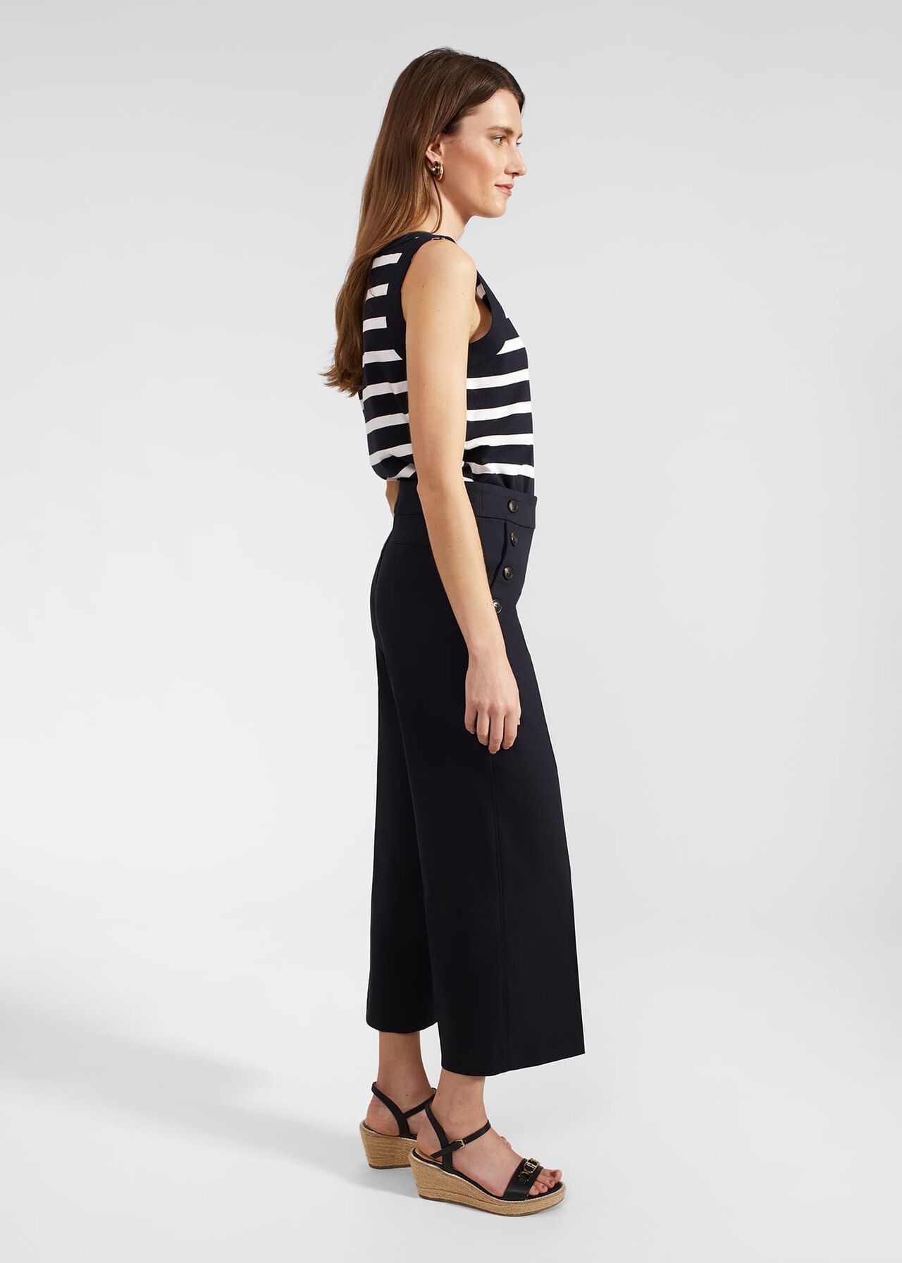 Simone Crop Pants With Cotton, Navy, hi-res