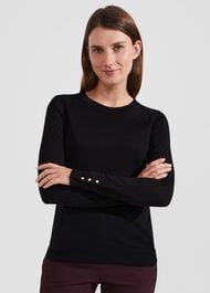 Penny Merino Wool Jumper, Black, hi-res