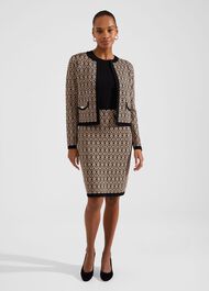 Perrie Knitted Jacket, Black Camel, hi-res