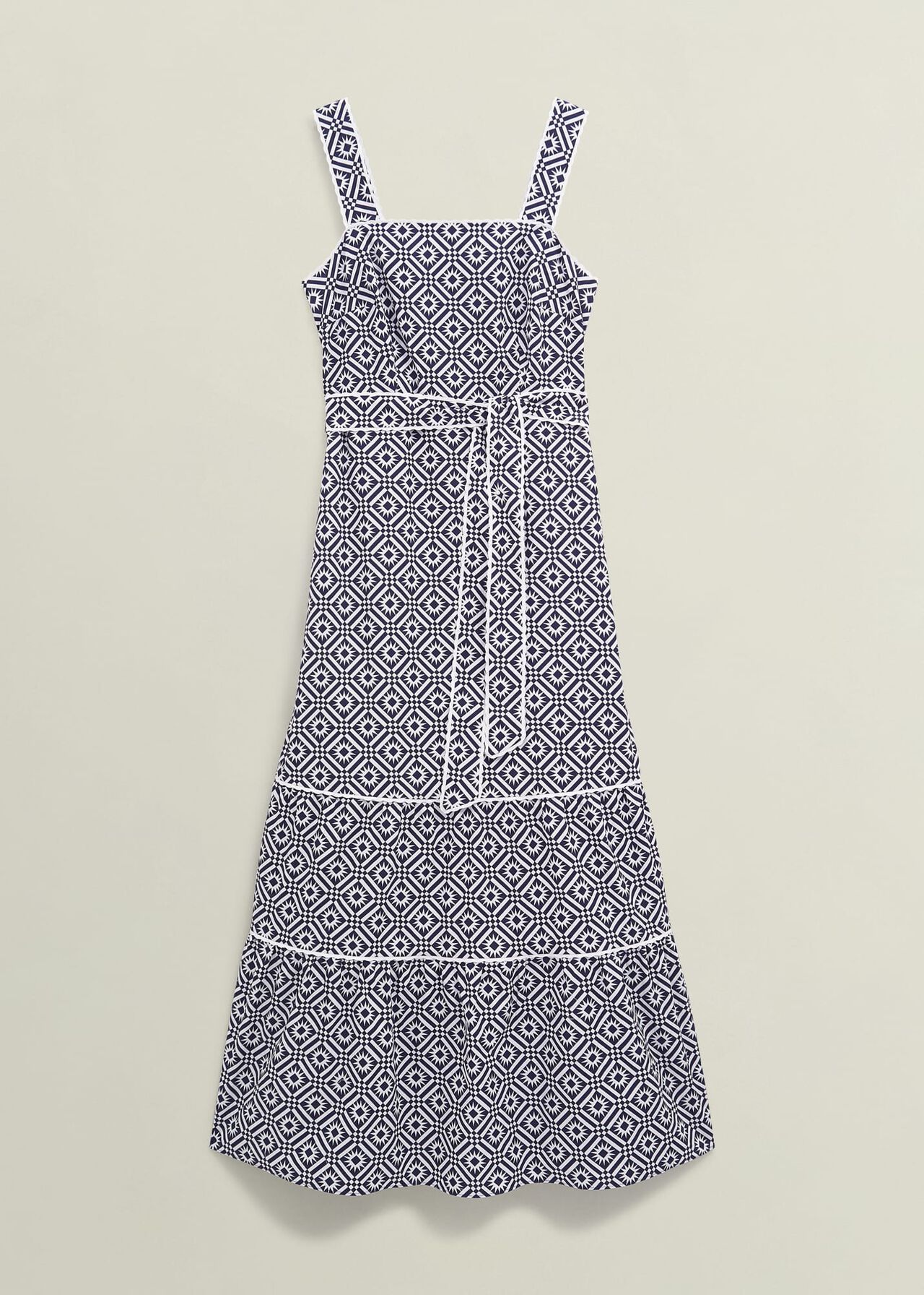 Kara Cotton Dress, Navy Ivory, hi-res