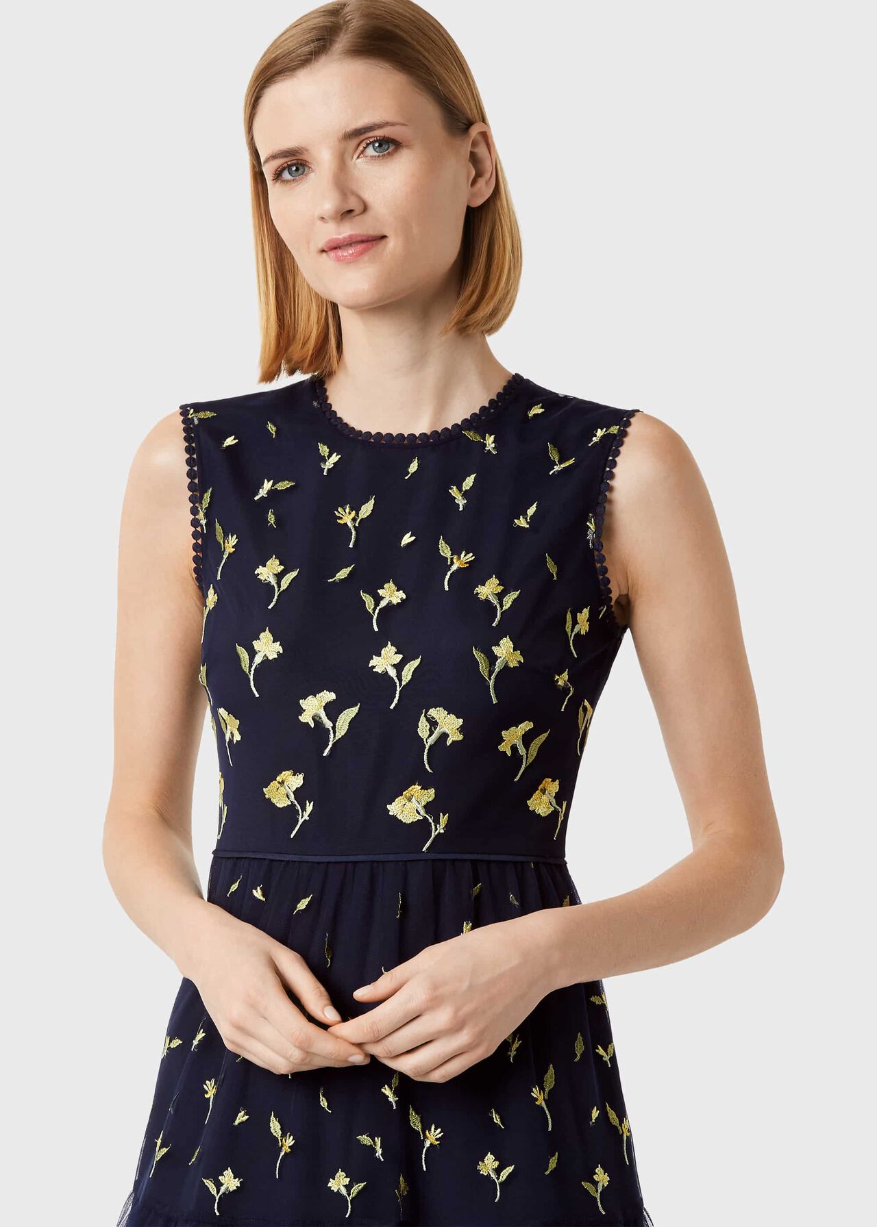 Bethany Embroidered Dress, Midnight Yellow, hi-res