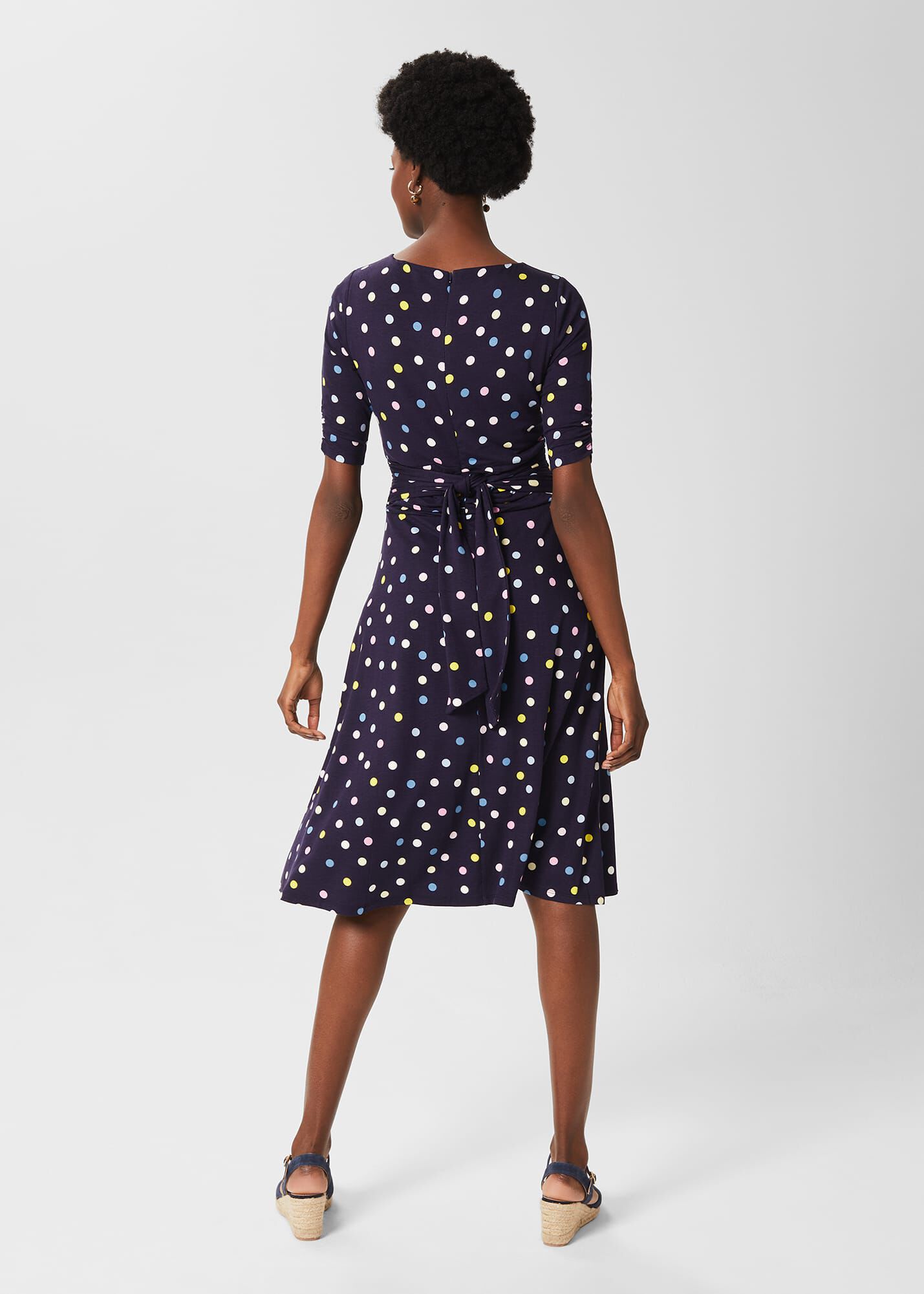 Hobbs navy polka dot hot sale dress
