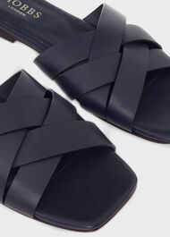 Annie Flat Sandal, Navy, hi-res