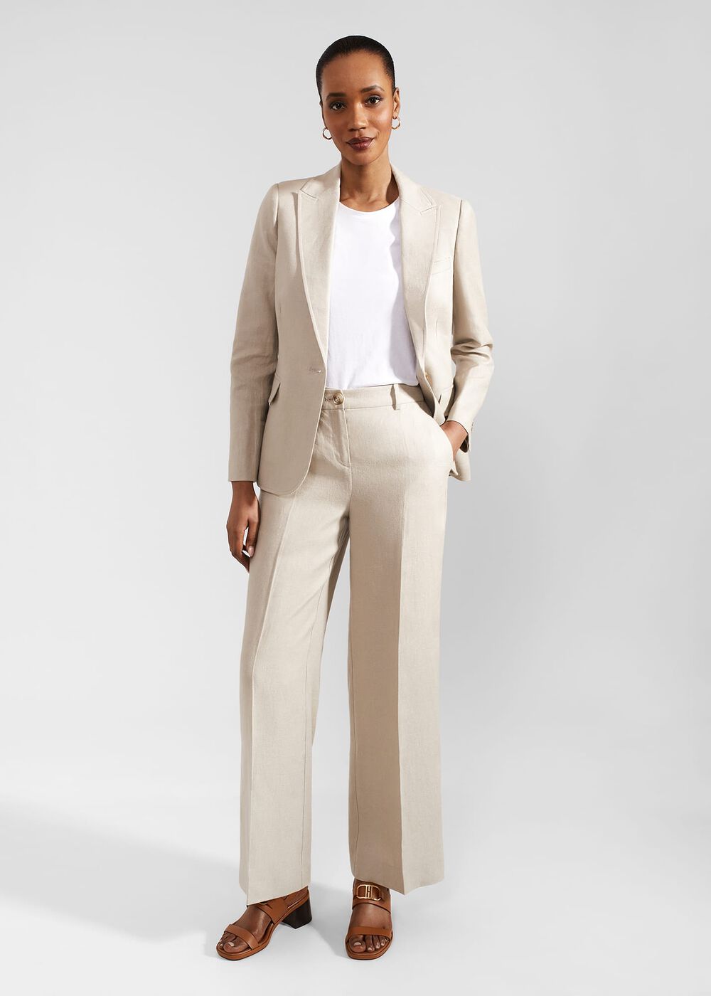 Roberta Wide Linen Pants, Neutral, hi-res