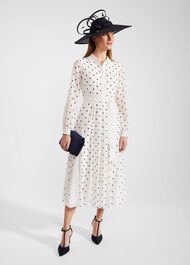 Petite Lucilla Dress, Ivory Navy, hi-res
