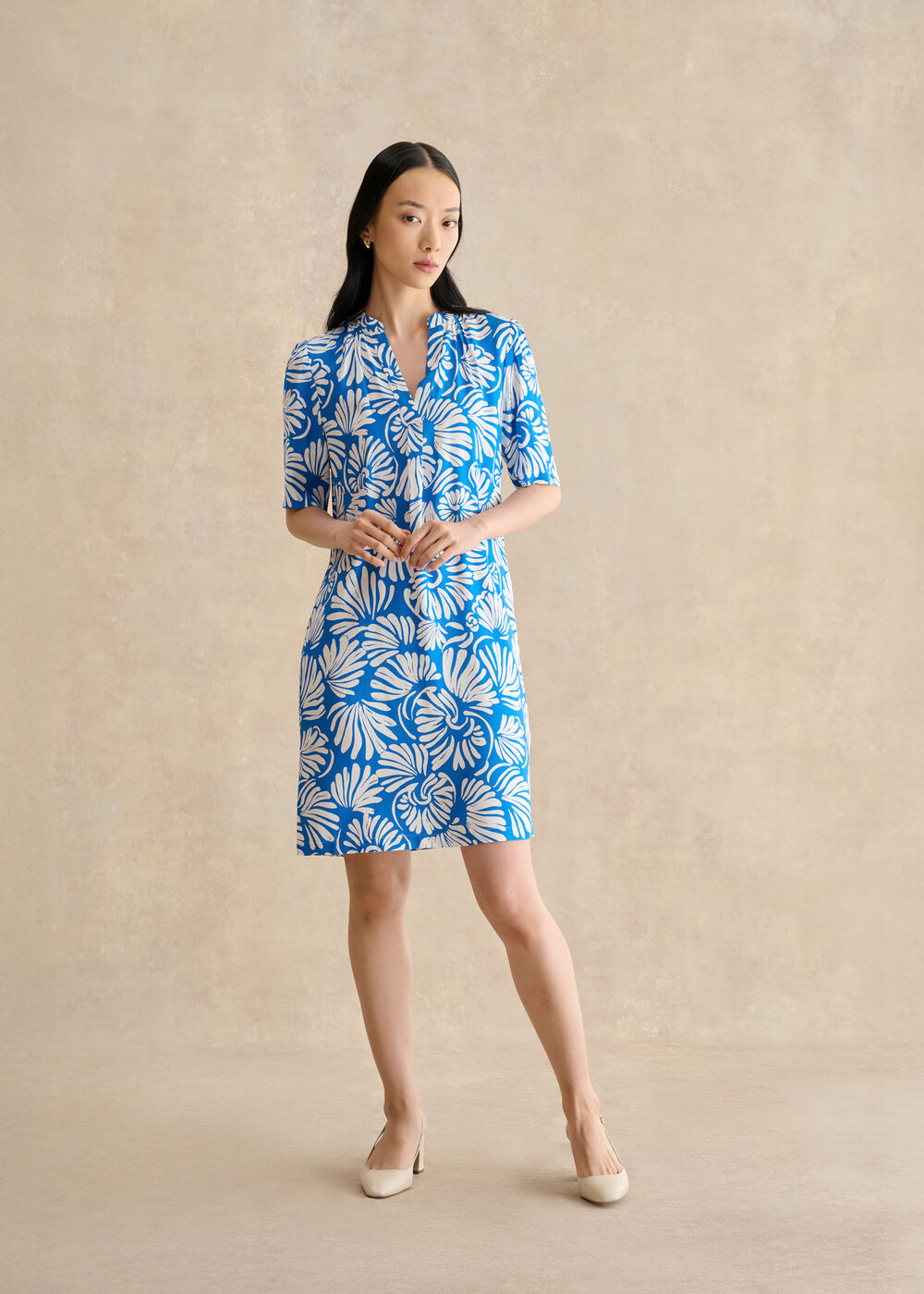 Lucille Tunic Dress, True Blue Ivory, hi-res