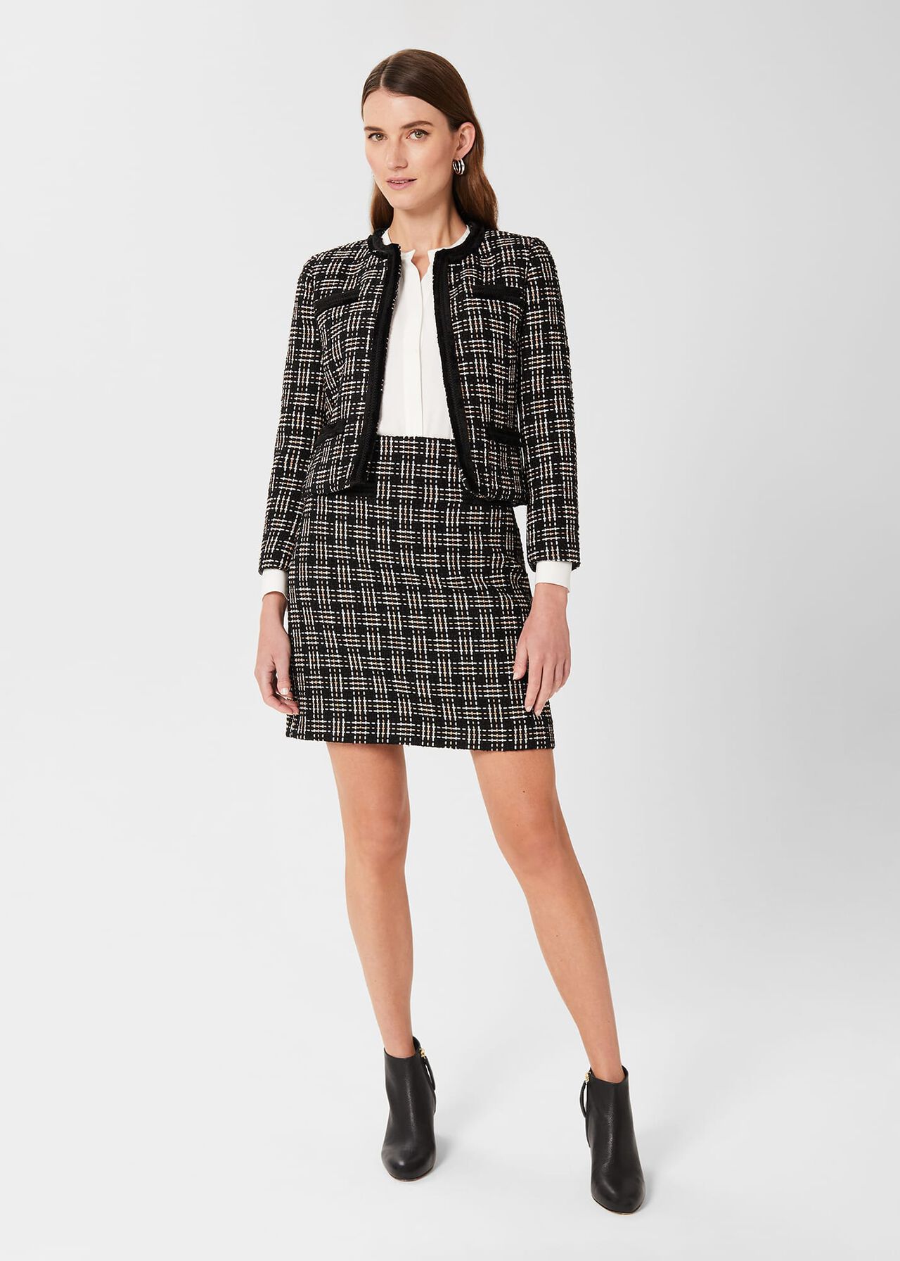 Alexis Tweed Jacket, Black Ivory, hi-res