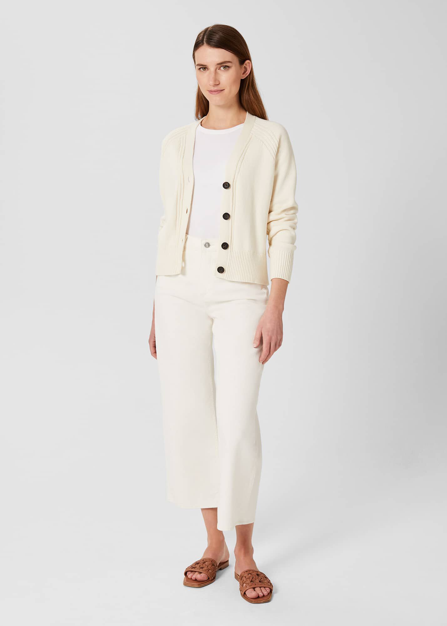 White Womens Clothing Jumpers and knitwear Cardigans Hobbs Chloe Cotton Cardigan in Ivory 