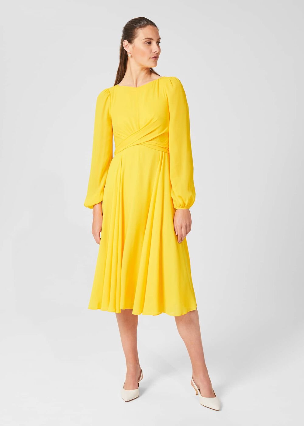 Sadie Fit And Flare Dress, Yellow, hi-res
