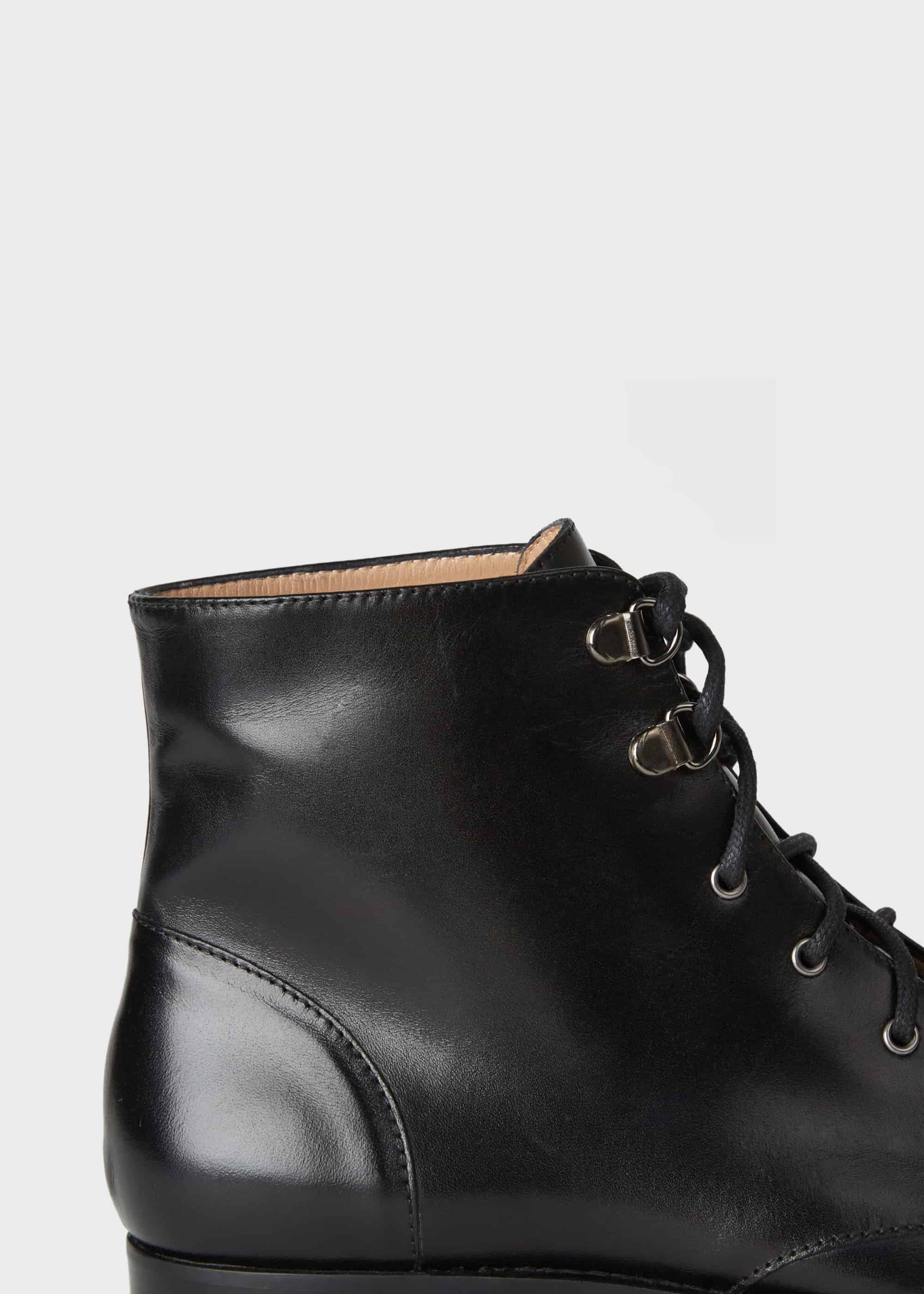 black leather lace up boots