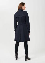 Saskia Water Resistant Trench Coat, Navy, hi-res