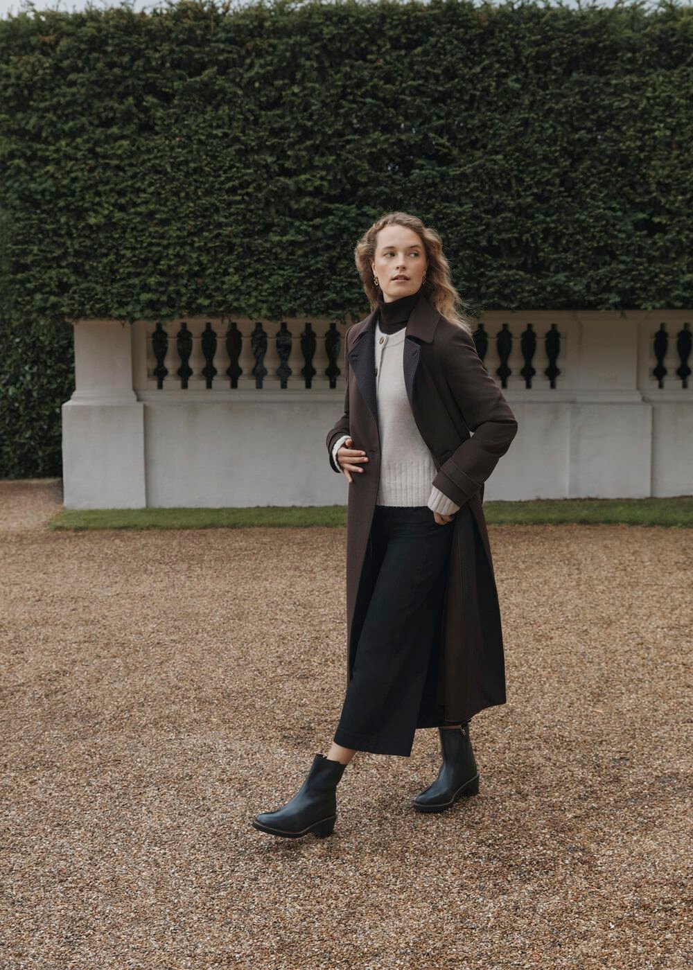 Edgely Wool Coat, Dark Brown, hi-res