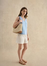 Lilla Cotton Slub Vest Top, Maya Blue, hi-res
