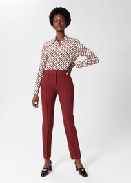 Eva Printed Silk Blouse, Ivory Multi, hi-res