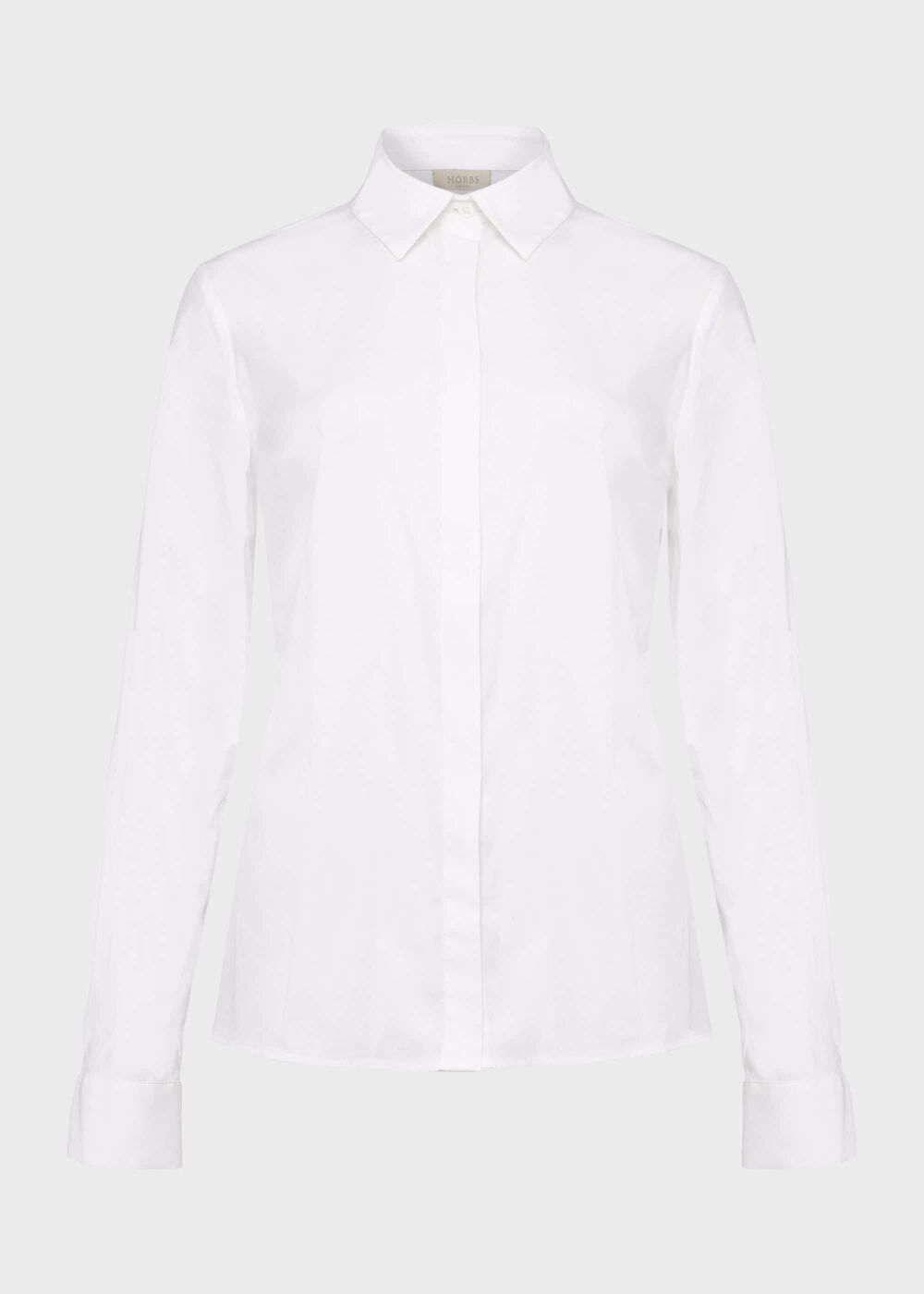 Victoria Cotton Blend Shirt, White, hi-res