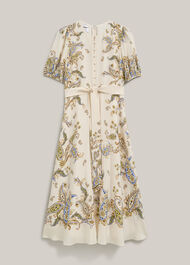 Petite Alma Paisley Silk Dress, Cream Multi, hi-res