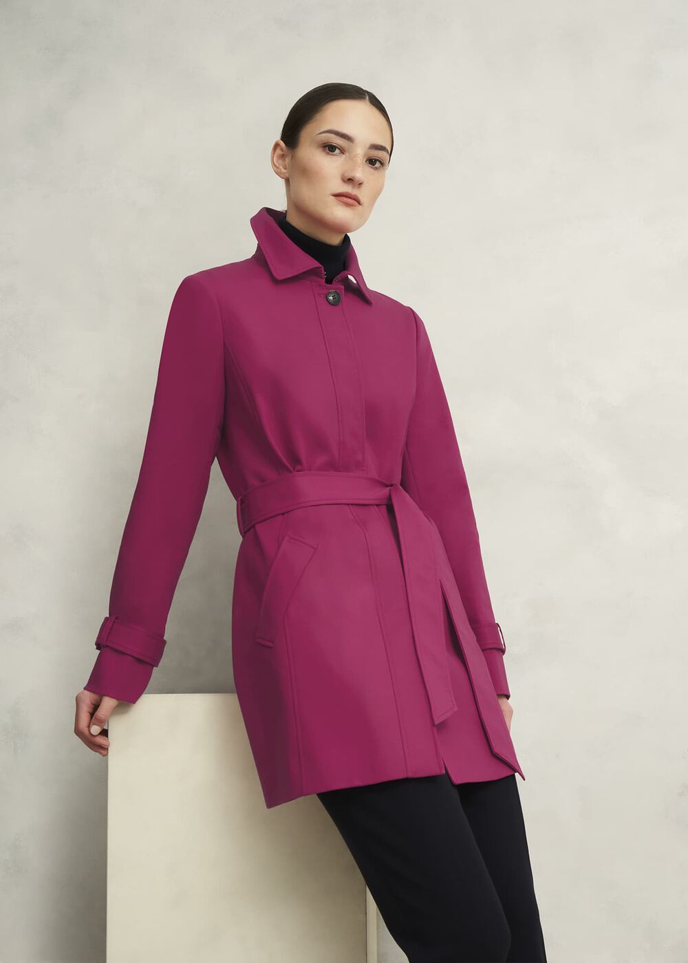 Jane Shower Resistant Trench Coat, Cerise Pink, hi-res