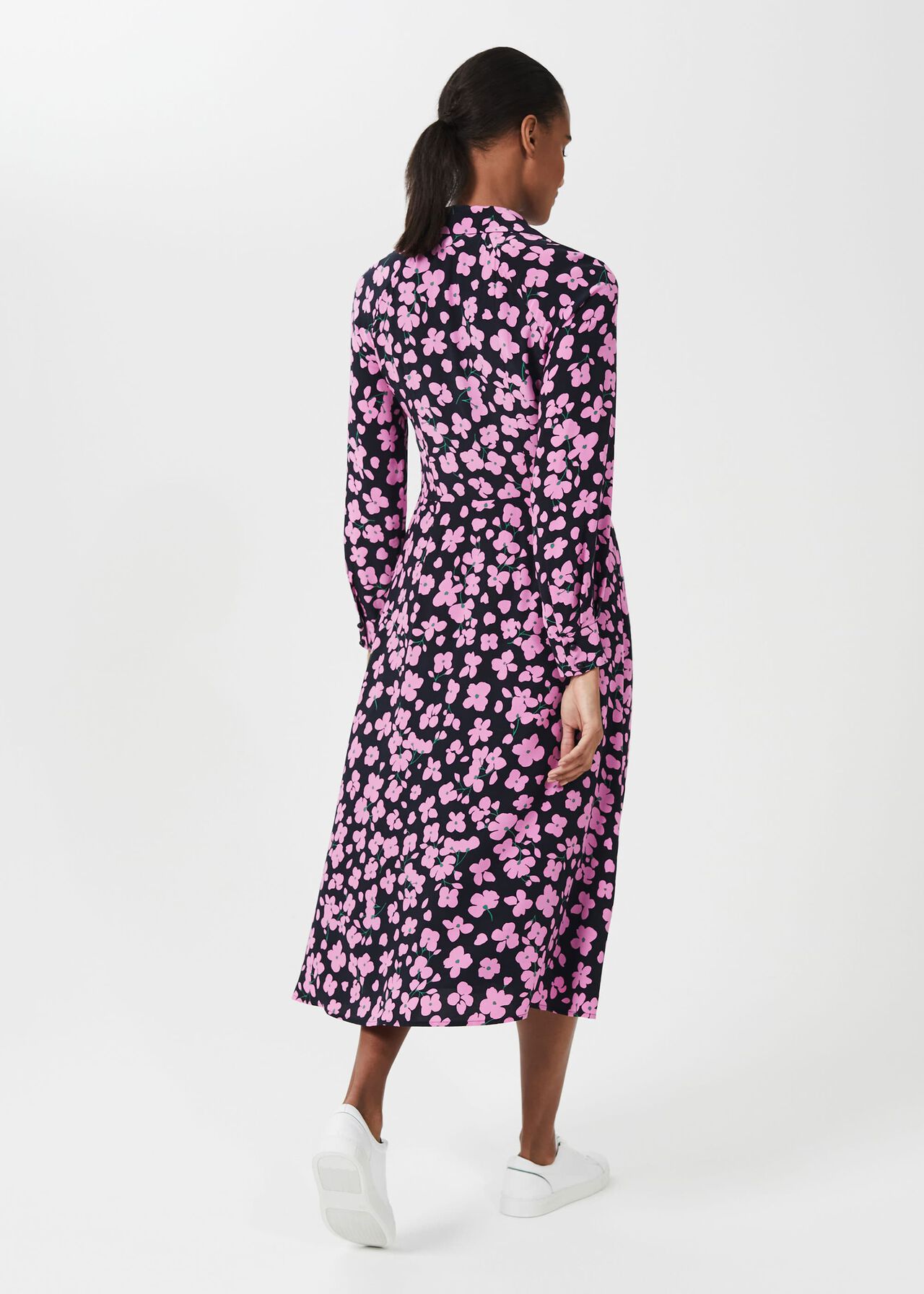 Lulu Floral Midi Dress, Navy Pink, hi-res