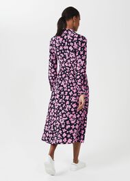 Lulu Floral Midi Dress, Navy Pink, hi-res