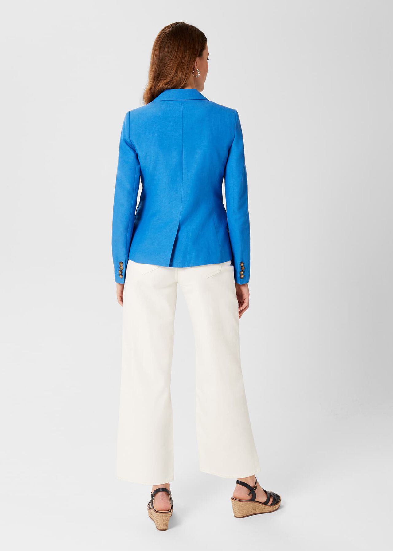 Blake Silk Linen Jacket , Azure Blue, hi-res